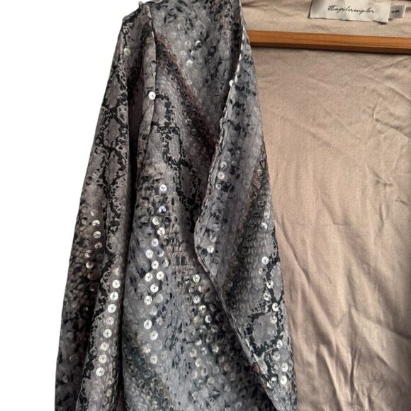 T Bags Los Angeles Jacket Open Cardigan Shades of Gray S/M Sequined Snake Print - Picture 3 of 8